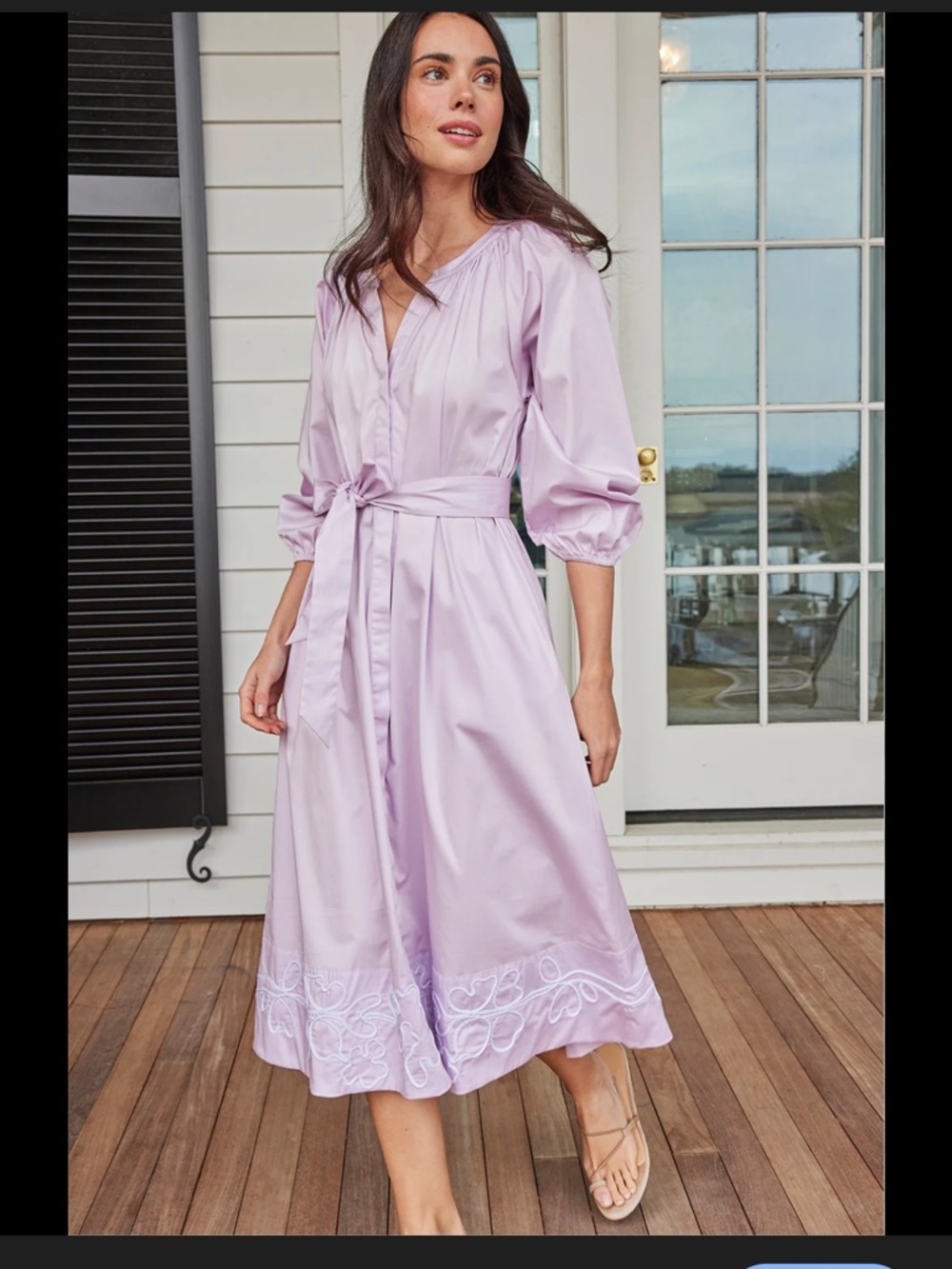 Lake Brunch Midi Dress with Waist Tie Small